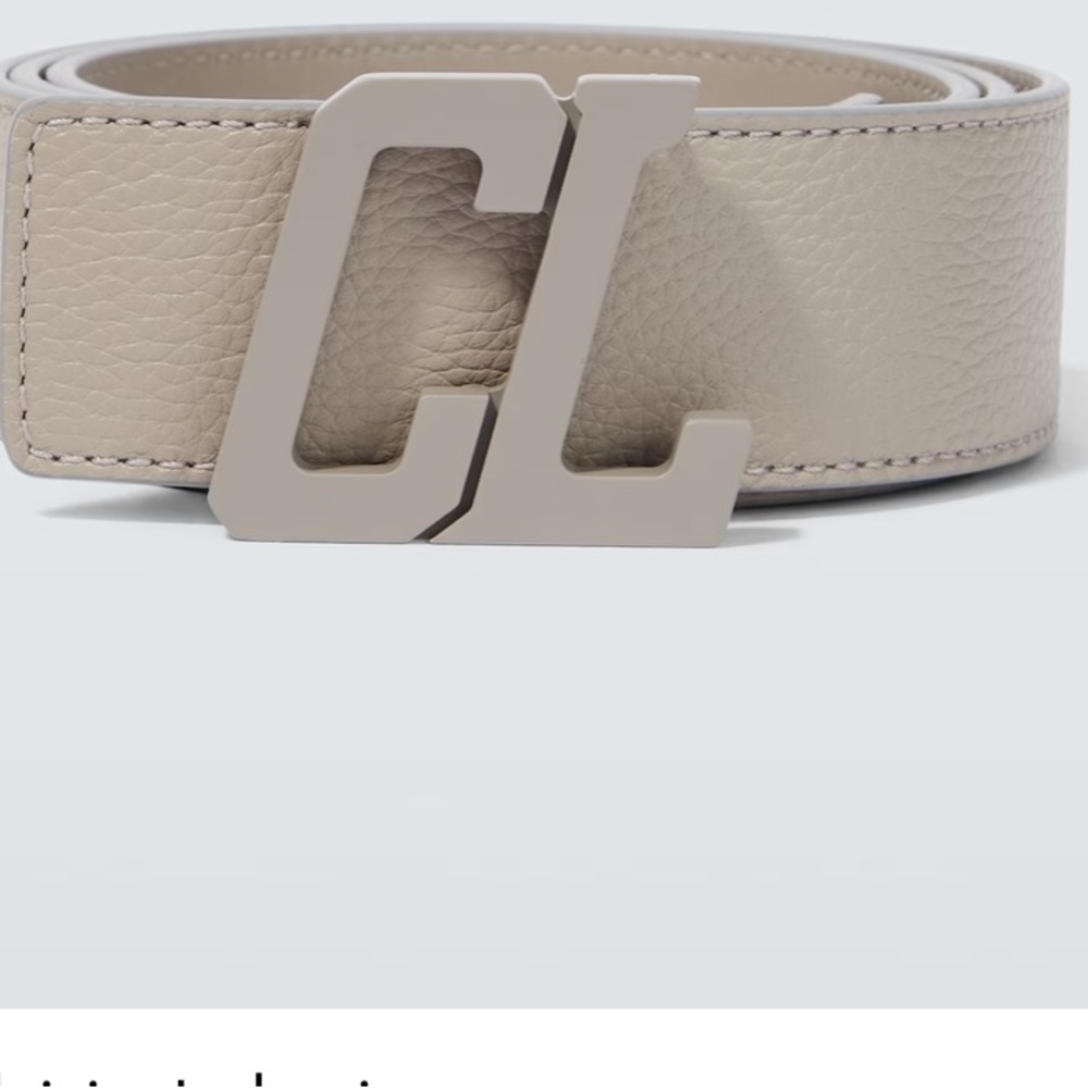 Christian Louboutin Happy Rui CL Logo Belt Grey Leather Men Size 44